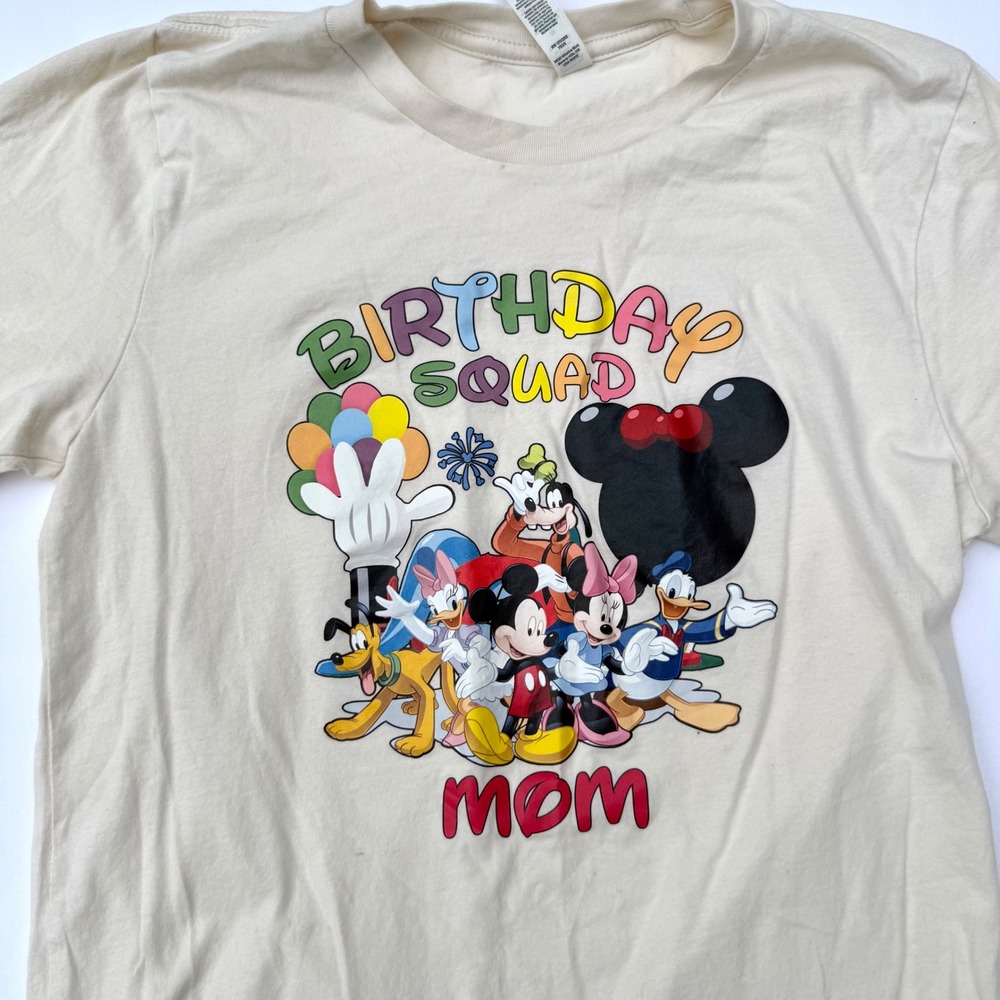 Bella Canvas Disney T-Shirt Birthday Squad Mom Women S Cream READ
